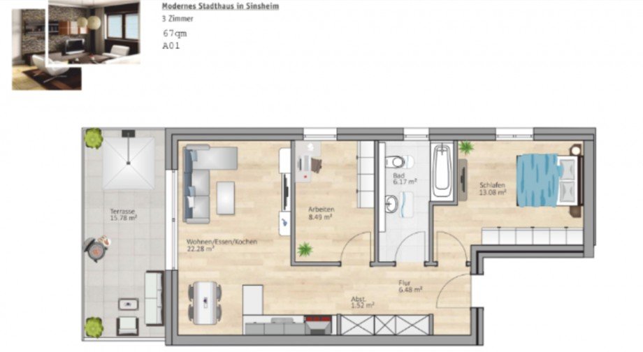 Grundriss Etagenwohnung Sinsheim / Rohrbach