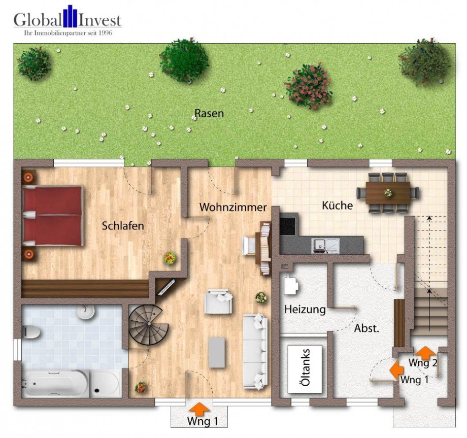 Grundriss Wng 1 EG Einfamilienhaus Sinsheim / D�hren