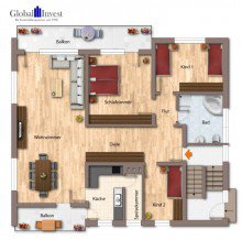 Grundriss OG GLOBAL INVEST SINSHEIM | Tolles Einfamilienhaus mit Einliegerwohnung mit �ber 330m� Wohnfl�che in Schefflenz