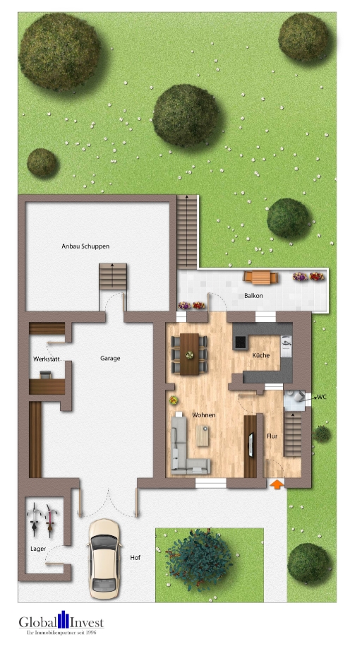 Grundriss Erdgeschoss Einfamilienhaus Sinsheim / Hilsbach
