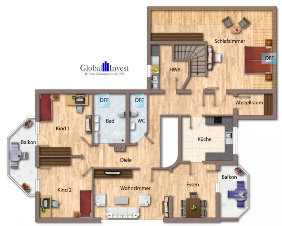 Grundriss Dachgeschosswohnung Waibstadt / Daisbach