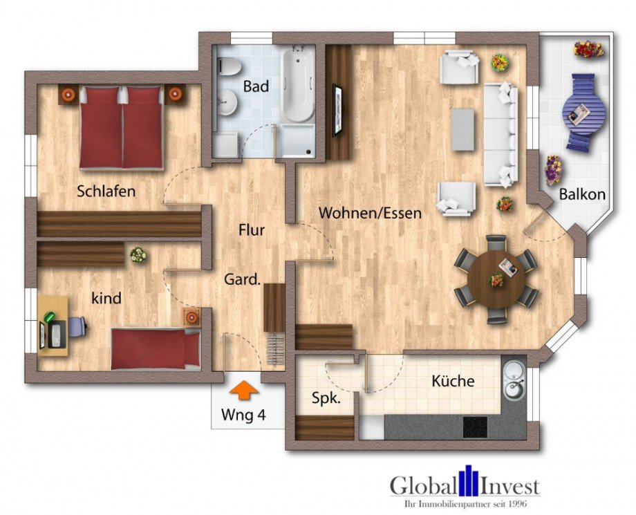 Grundriss Erdgeschosswohnung Waibstadt