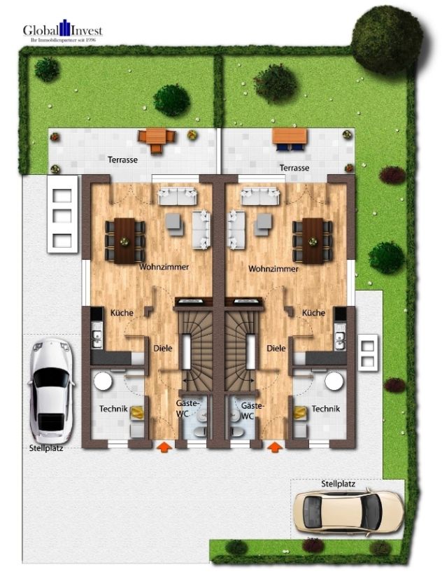 Grundriss Erdgeschoss.png Doppelhaush�lfte Ubstadt-Weiher OT Zeutern
