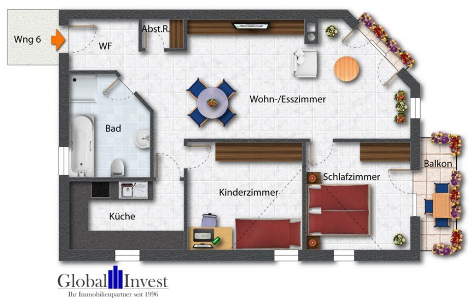 Grundriss als 3 ZKBB Dachgeschosswohnung Angelbachtal / Michelfeld
