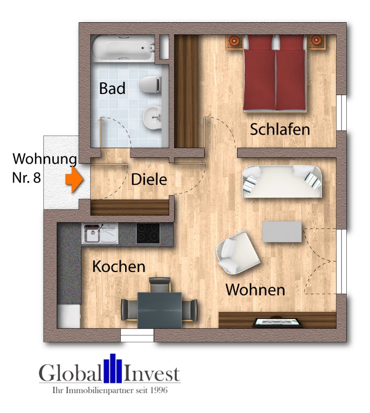 Grundriss Etagenwohnung Angelbachtal / Michelfeld