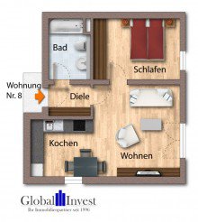 Grundriss GLOBAL INVEST SINSHEIM | Tolle 2-Zimmer-Wohnung in Angelbachtal f�r Kapitalanleger