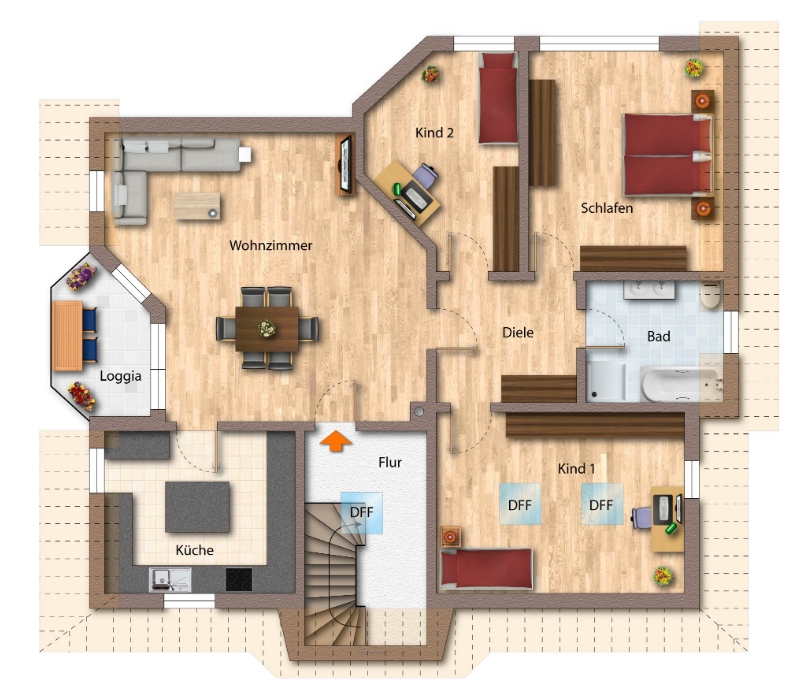 Grundriss Dachgeschosswohnung Sinsheim / Eschelbach