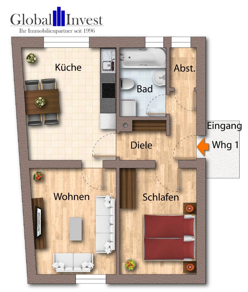 Wohnung 1 Erdgeschoss Mehrfamilienhaus �stringen