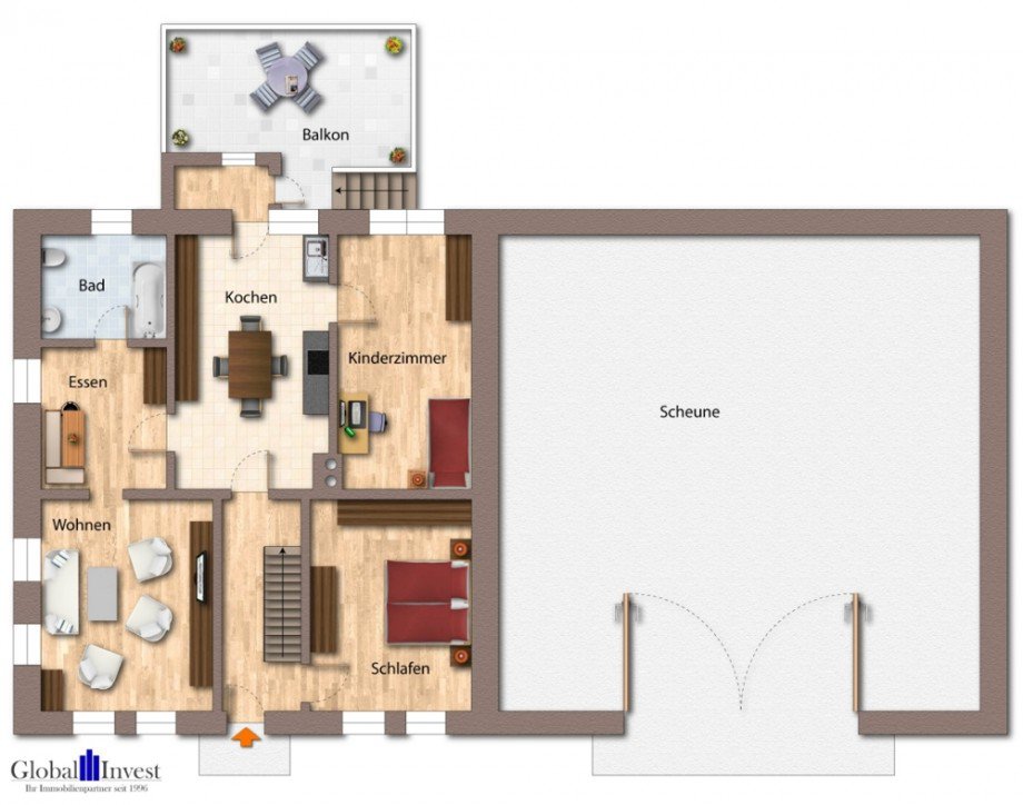 Grundriss Hochpaterre Mehrfamilienhaus H�pfingen