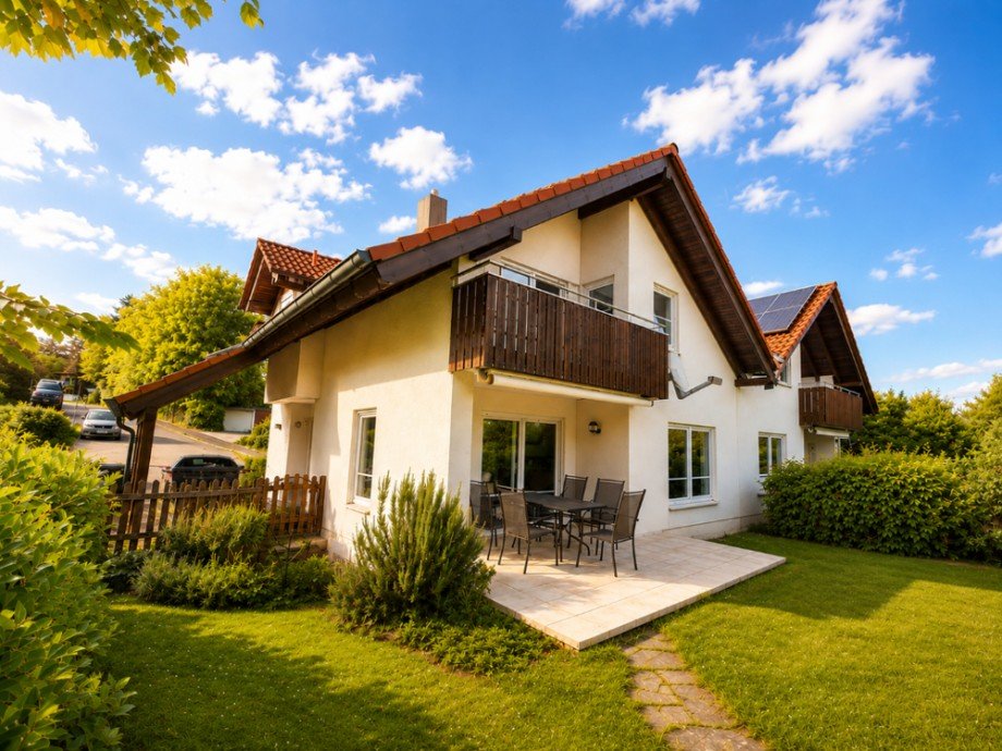 Gartenansicht Doppelhaush�lfte Sinsheim