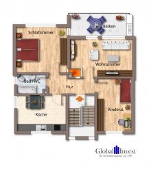 Obergeschoss GLOBAL INVEST SINSHEIM | Tolles Ein- oder Zweifamilienhaus mit gro�em Garten und tollem Fernblick in Neckarelz