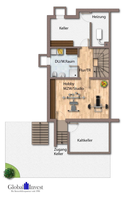 Grundriss Untergeschoss Doppelhaush�lfte Sinsheim