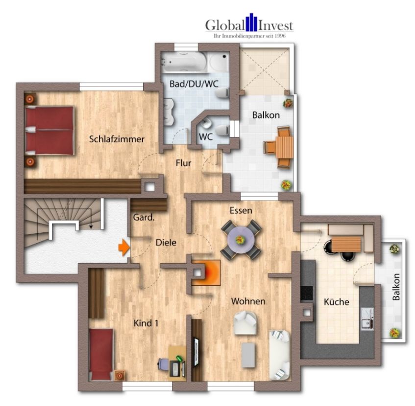 Grundriss Obergeschoss Maisonettewohnung Sinsheim