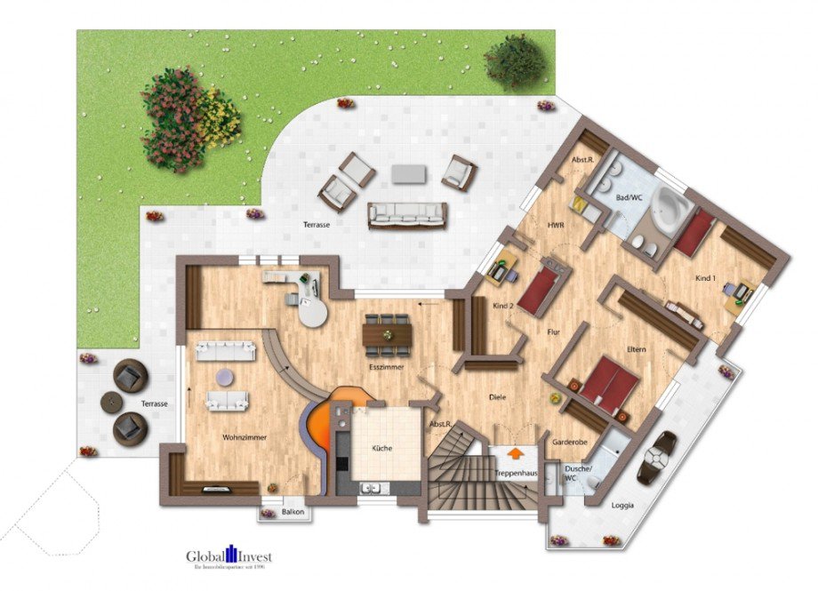 Grundriss Erdgeschoss Einfamilienhaus H�pfingen