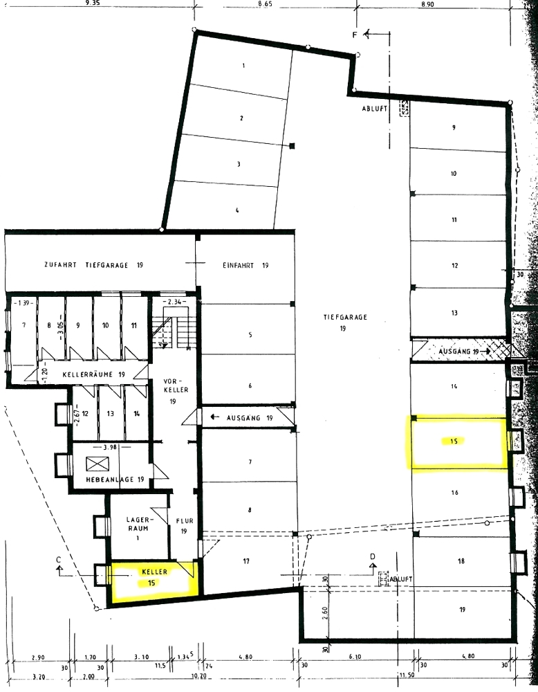 Grundriss Tiefgarage Dachgeschosswohnung Sinsheim