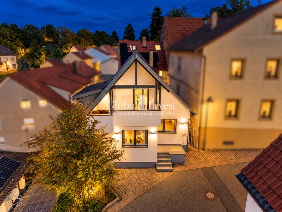 Luftaufnahme (Nacht) Einfamilienhaus Sinsheim / Hilsbach