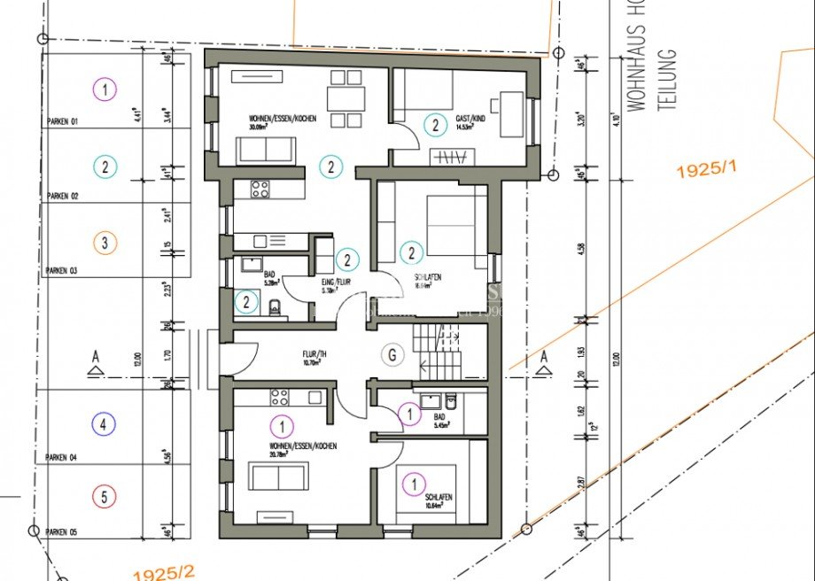 Grundriss WHG 1+2 Etagenwohnung Sinsheim / Hoffenheim