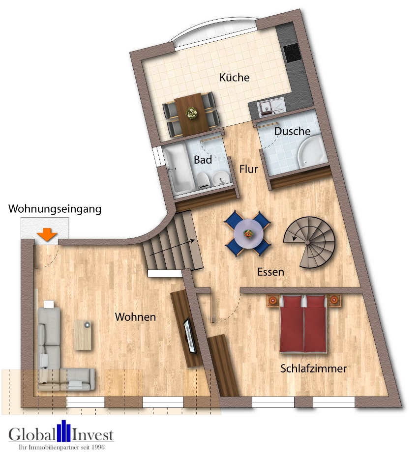 Obergeschoss Maisonettewohnung �stringen
