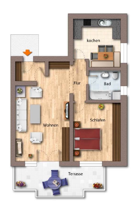 Grundriss Erdgeschosswohnung Sinsheim / Rohrbach