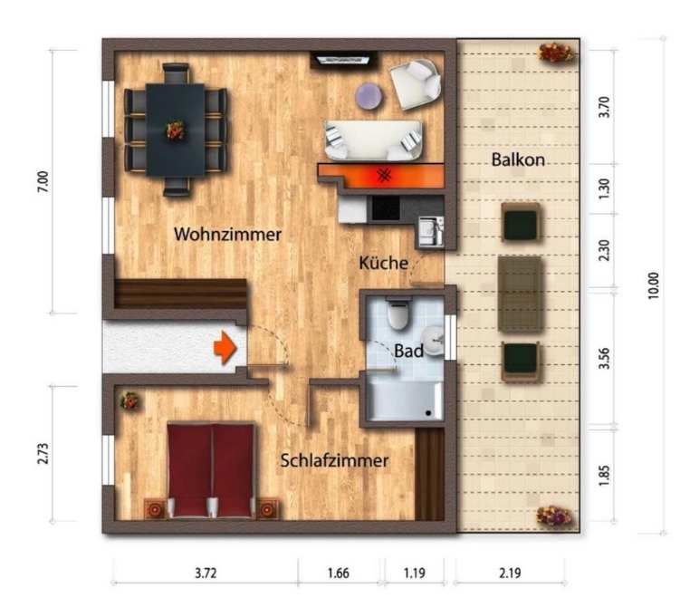 Grundriss Terrassenwohnung Waibstadt / Daisbach
