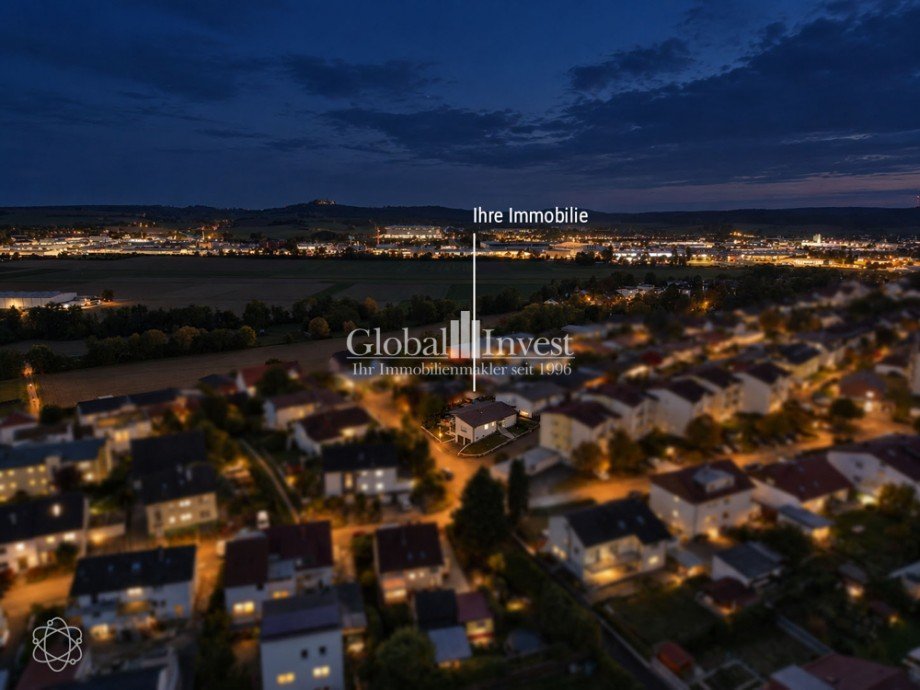 Luftaufnahme (Nacht) Einfamilienhaus Sinsheim