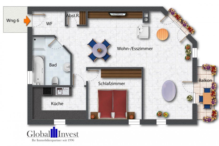 Grundriss als 2 ZKBB Dachgeschosswohnung Angelbachtal / Michelfeld