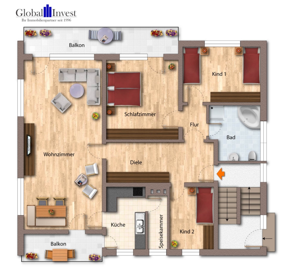 Grundriss EG Mehrfamilienhaus Schefflenz / Mittelschefflenz