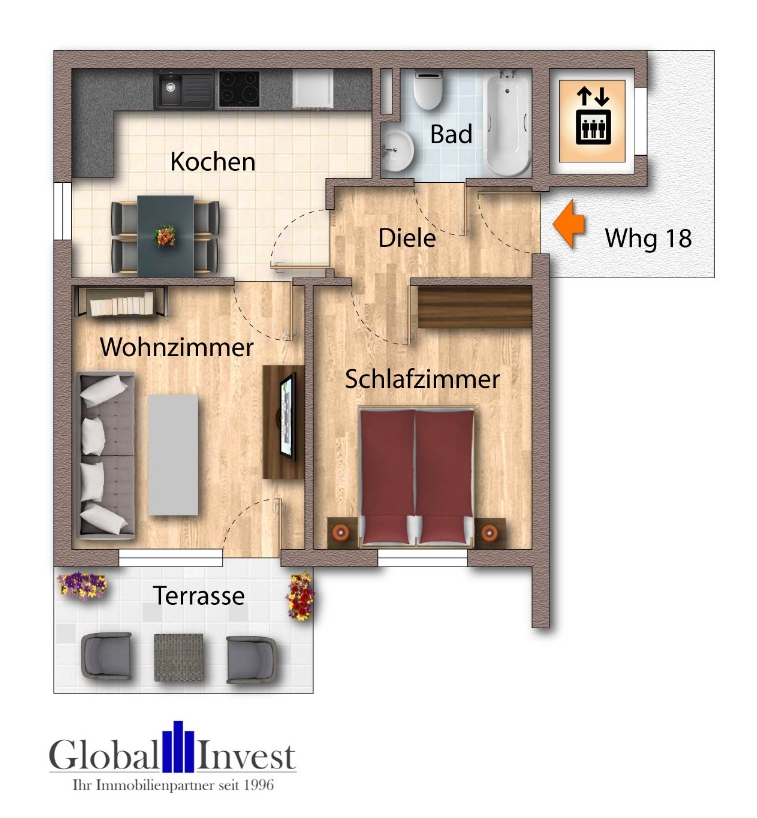 Grundriss Erdgeschosswohnung Heidelberg / Ziegelhausen