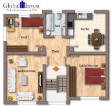 Grundriss Obergeschoss GLOBAL INVEST SINSHEIM | Tolles Einfamilienhaus mit Einliegerwohnung und sch�nem Garten in Neckarelz