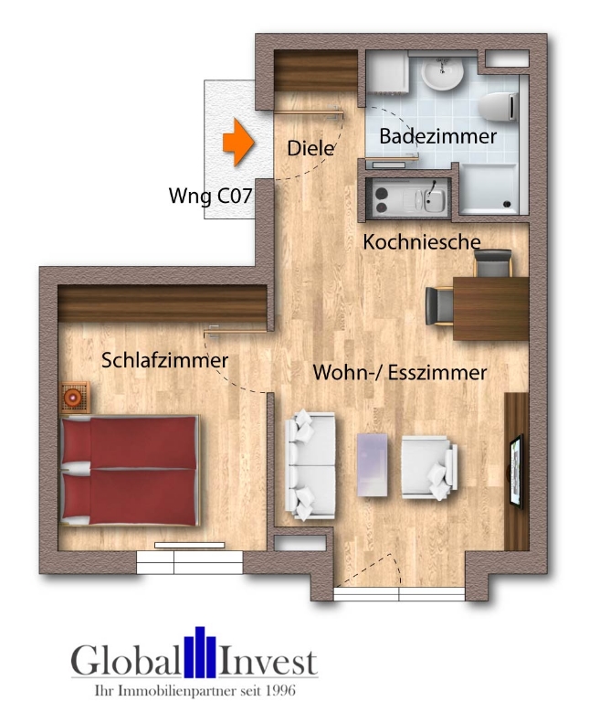 Grundriss Etagenwohnung Heidelberg / Rohrbach