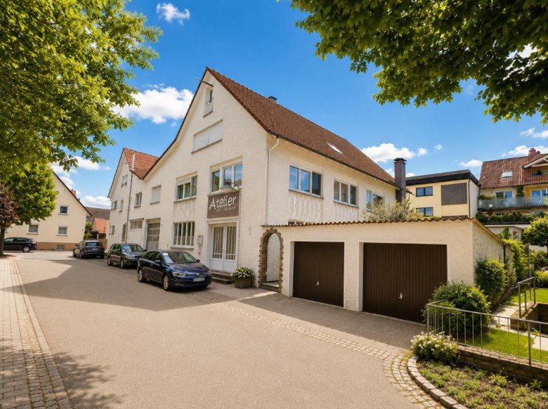 Stra�enansicht Lauffen am Neckar Mehrfamilienhaus GLOBAL INVEST SINSHEIM | Mehrfamilienhaus mit 3 Wohnungen und Gewerbehallen im Zentrum von Lauffen