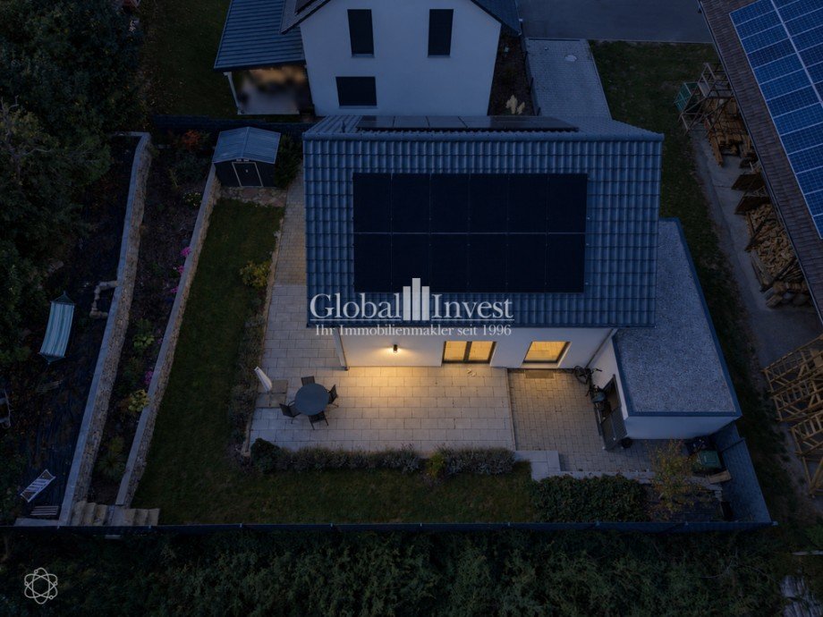 Luftaufnahme Nacht Einfamilienhaus Sinsheim / Adersbach