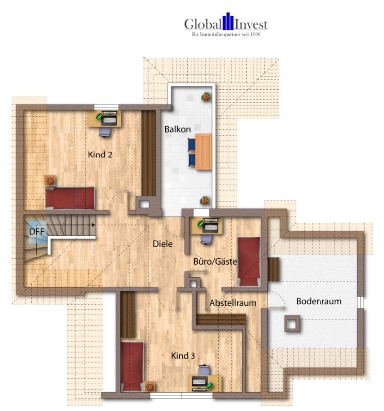 Grundriss Dachgeschoss Maisonettewohnung Sinsheim