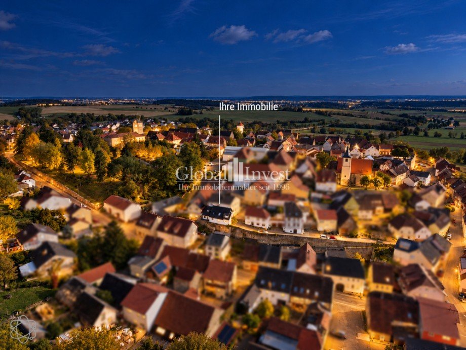 Luftaufnahme (Nacht) Einfamilienhaus Sinsheim / Hilsbach