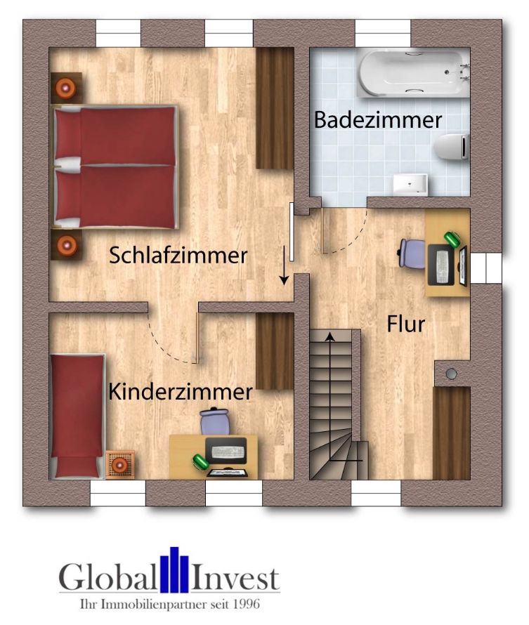Obergeschoss Doppelhaush�lfte Obrigheim / Asbach