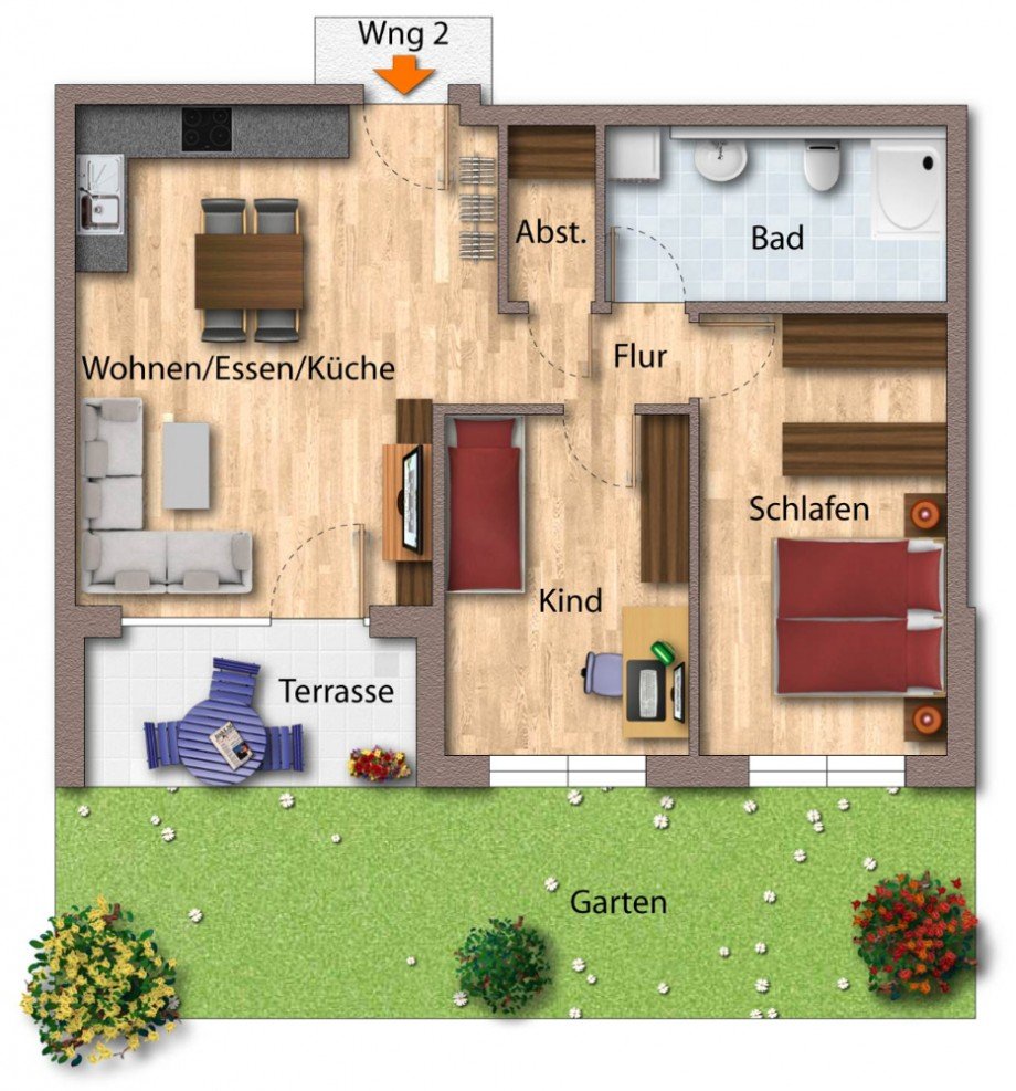 Grundriss Erdgeschosswohnung Sinsheim