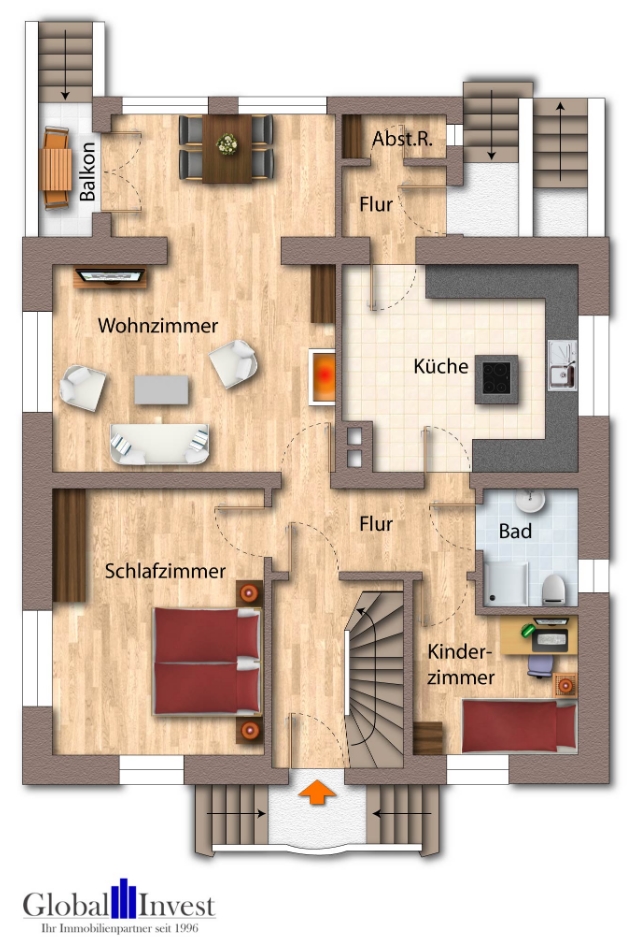 Grundriss Erdgeschoss Zweifamilienhaus Ludwigshafen am Rhein / Mundenheim
