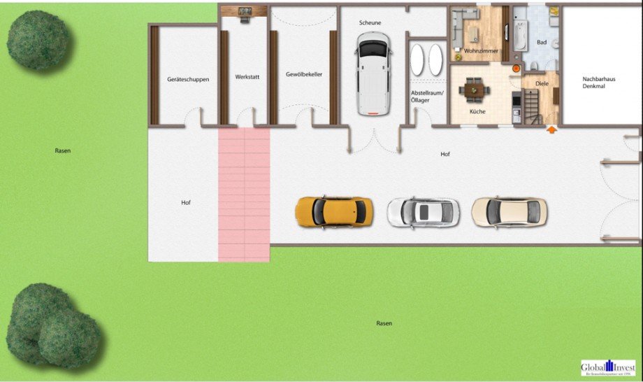 �bersicht Geb�ude Doppelhaush�lfte M�hlhausen