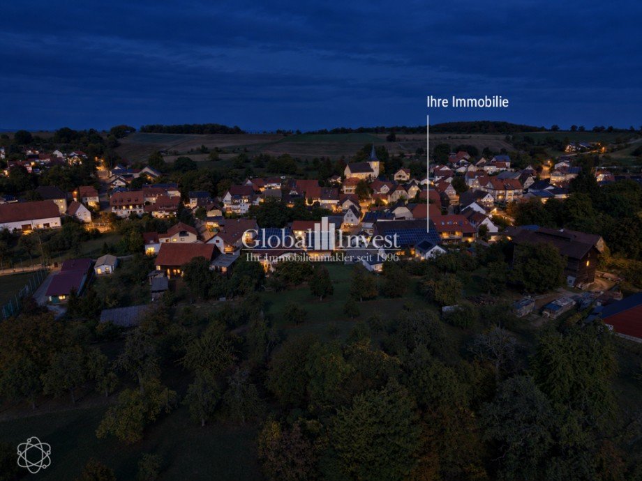 Luftaufnahme Nacht Einfamilienhaus Sinsheim / Adersbach